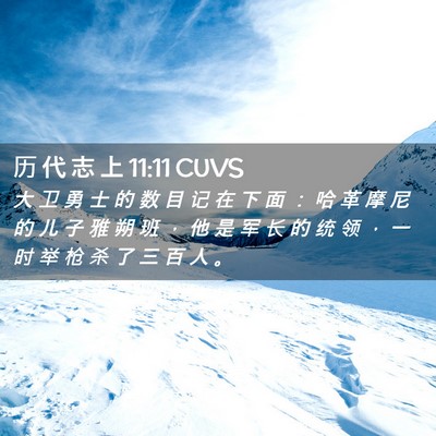 Picture 02 - 历 代 志 上 11:11 CUVS - 大 卫 勇 士 的 数 目 记 在 下 面 ： - Bible Verse Picture