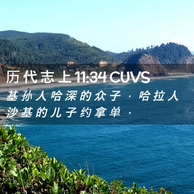 Picture 02 - 历 代 志 上 11:34 CUVS - 基 孙 人 哈 深 的 众 子 ， 哈 拉 人 - Bible Verse Picture