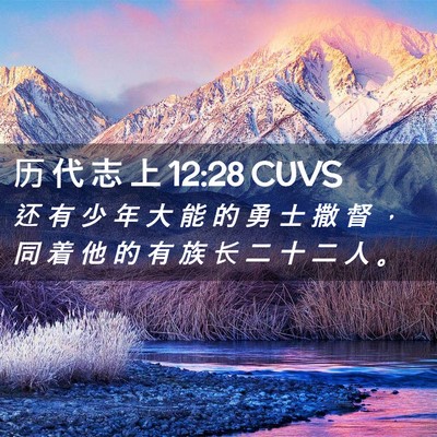 Picture 02 - 历 代 志 上 12:28 CUVS - 还 有 少 年 大 能 的 勇 士 撒 督 ， - Bible Verse Picture