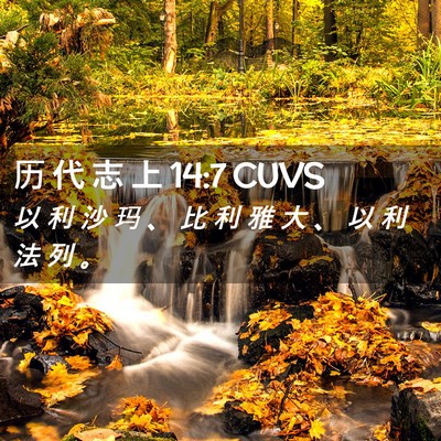 Picture 02 - 历 代 志 上 14:7 CUVS - 以 利 沙 玛 、 比 利 雅 大 、 以 利 - Bible Verse Picture