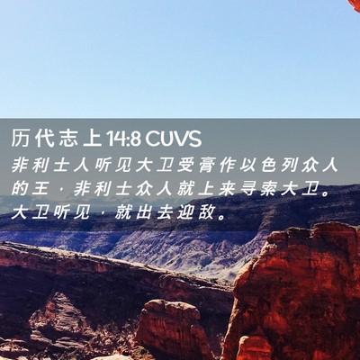 Picture 02 - 历 代 志 上 14:8 CUVS - 非 利 士 人 听 见 大 卫 受 膏 作 以 - Bible Verse Picture