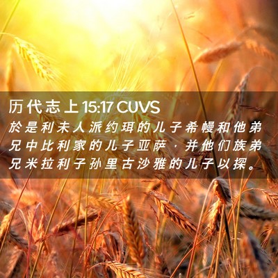 Picture 02 - 历 代 志 上 15:17 CUVS - 於 是 利 未 人 派 约 珥 的 儿 子 希 - Bible Verse Picture