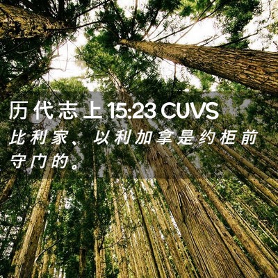Picture 02 - 历 代 志 上 15:23 CUVS - 比 利 家 、 以 利 加 拿 是 约 柜 前 - Bible Verse Picture
