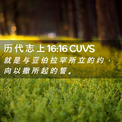 Picture 02 - 历 代 志 上 16:16 CUVS - 就 是 与 亚 伯 拉 罕 所 立 的 约 ， - Bible Verse Picture