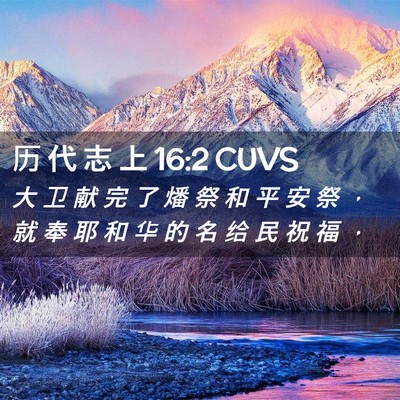 Picture 02 - 历 代 志 上 16:2 CUVS - 大 卫 献 完 了 燔 祭 和 平 安 祭 ， - Bible Verse Picture