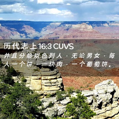 Picture 02 - 历 代 志 上 16:3 CUVS - 并 且 分 给 以 色 列 人 ， 无 论 男 - Bible Verse Picture
