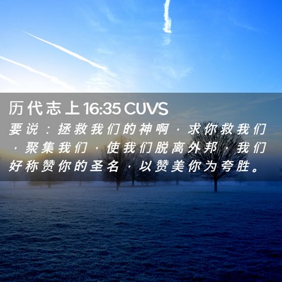 Picture 02 - 历 代 志 上 16:35 CUVS - 要 说 ： 拯 救 我 们 的 神 啊 ， 求 - Bible Verse Picture