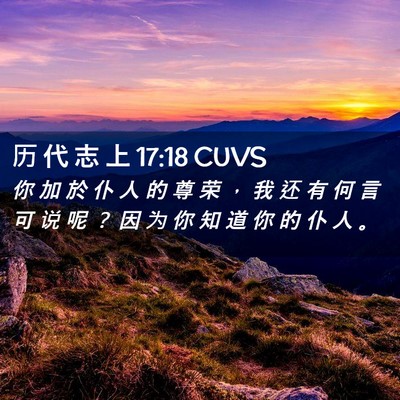 Picture 02 - 历 代 志 上 17:18 CUVS - 你 加 於 仆 人 的 尊 荣 ， 我 还 有 - Bible Verse Picture
