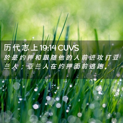 Picture 02 - 历 代 志 上 19:14 CUVS - 於 是 约 押 和 跟 随 他 的 人 前 进 - Bible Verse Picture
