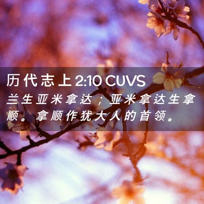Picture 02 - 历 代 志 上 2:10 CUVS - 兰 生 亚 米 拿 达 ； 亚 米 拿 达 生 - Bible Verse Picture