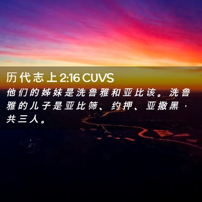 Picture 02 - 历 代 志 上 2:16 CUVS - 他 们 的 姊 妹 是 洗 鲁 雅 和 亚 比 - Bible Verse Picture