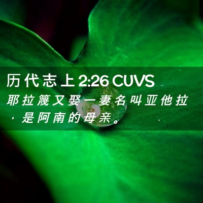 Picture 02 - 历 代 志 上 2:26 CUVS - 耶 拉 篾 又 娶 一 妻 名 叫 亚 他 拉 - Bible Verse Picture