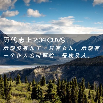 Picture 02 - 历 代 志 上 2:34 CUVS - 示 珊 没 有 儿 子 ， 只 有 女 儿 。 - Bible Verse Picture