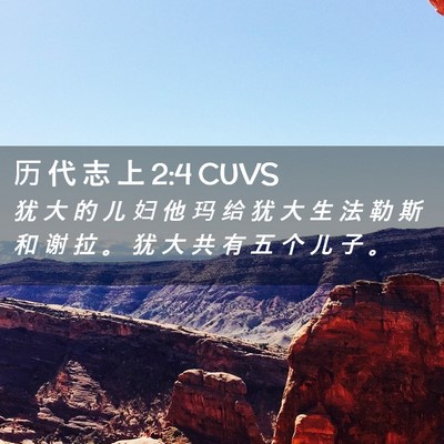 Picture 02 - 历 代 志 上 2:4 CUVS - 犹 大 的 儿 妇 他 玛 给 犹 大 生 法 - Bible Verse Picture