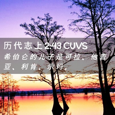 Picture 02 - 历 代 志 上 2:43 CUVS - 希 伯 仑 的 儿 子 是 可 拉 、 他 普 - Bible Verse Picture