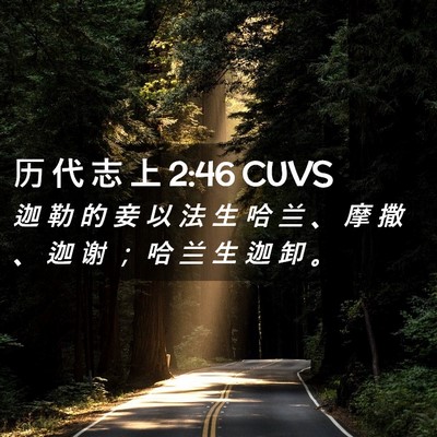 Picture 02 - 历 代 志 上 2:46 CUVS - 迦 勒 的 妾 以 法 生 哈 兰 、 摩 撒 - Bible Verse Picture