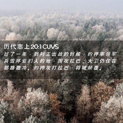 Picture 02 - 历 代 志 上 20:1 CUVS - 过 了 一 年 ， 到 列 王 出 战 的 时 - Bible Verse Picture