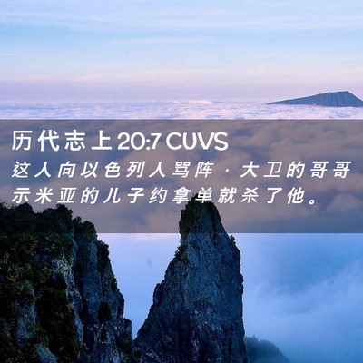 Picture 02 - 历 代 志 上 20:7 CUVS - 这 人 向 以 色 列 人 骂 阵 ， 大 卫 - Bible Verse Picture