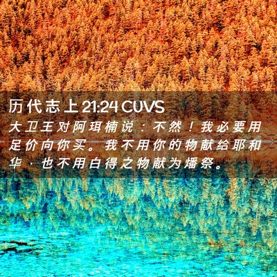 Picture 02 - 历 代 志 上 21:24 CUVS - 大 卫 王 对 阿 珥 楠 说 ： 不 然 ！ - Bible Verse Picture