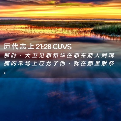 Picture 02 - 历 代 志 上 21:28 CUVS - 那 时 ， 大 卫 见 耶 和 华 在 耶 布 - Bible Verse Picture