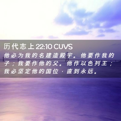 Picture 02 - 历 代 志 上 22:10 CUVS - 他 必 为 我 的 名 建 造 殿 宇 。 他 - Bible Verse Picture