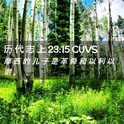Picture 02 - 历 代 志 上 23:15 CUVS - 摩 西 的 儿 子 是 革 舜 和 以 利 以 - Bible Verse Picture