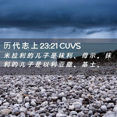 Picture 02 - 历 代 志 上 23:21 CUVS - 米 拉 利 的 儿 子 是 抹 利 、 母 示 - Bible Verse Picture