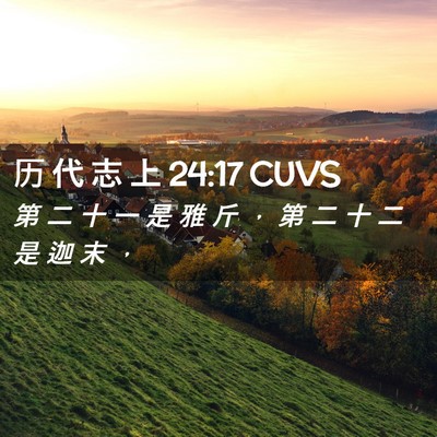Picture 02 - 历 代 志 上 24:17 CUVS - 第 二 十 一 是 雅 斤 ， 第 二 十 二 - Bible Verse Picture