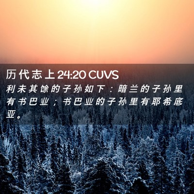 Picture 02 - 历 代 志 上 24:20 CUVS - 利 未 其 馀 的 子 孙 如 下 ： 暗 兰 - Bible Verse Picture