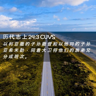 Picture 02 - 历 代 志 上 24:3 CUVS - 以 利 亚 撒 的 子 孙 撒 督 和 以 他 - Bible Verse Picture