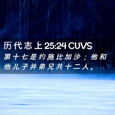 Picture 02 - 历 代 志 上 25:24 CUVS - 第 十 七 是 约 施 比 加 沙 ； 他 和 - Bible Verse Picture