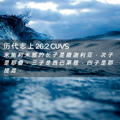 Picture 02 - 历 代 志 上 26:2 CUVS - 米 施 利 米 雅 的 长 子 是 撒 迦 利 - Bible Verse Picture