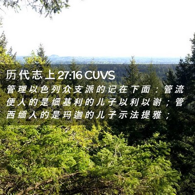 Picture 02 - 历 代 志 上 27:16 CUVS - 管 理 以 色 列 众 支 派 的 记 在 下 - Bible Verse Picture