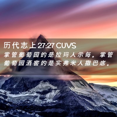 Picture 02 - 历 代 志 上 27:27 CUVS - 掌 管 葡 萄 园 的 是 拉 玛 人 示 每 - Bible Verse Picture