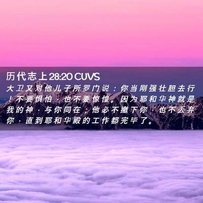 Picture 02 - 历 代 志 上 28:20 CUVS - 大 卫 又 对 他 儿 子 所 罗 门 说 ： - Bible Verse Picture