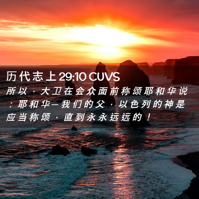Picture 02 - 历 代 志 上 29:10 CUVS - 所 以 ， 大 卫 在 会 众 面 前 称 颂 - Bible Verse Picture