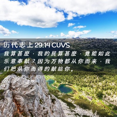 Picture 02 - 历 代 志 上 29:14 CUVS - 我 算 甚 麽 ， 我 的 民 算 甚 麽 ， - Bible Verse Picture