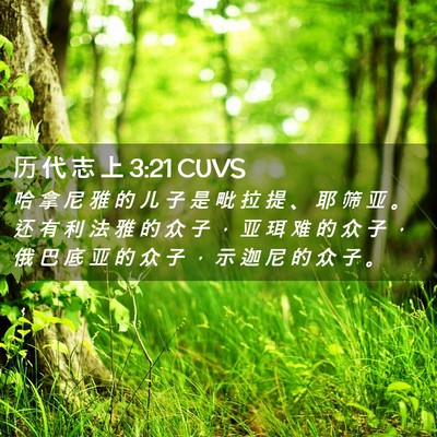 Picture 02 - 历 代 志 上 3:21 CUVS - 哈 拿 尼 雅 的 儿 子 是 毗 拉 提 、 - Bible Verse Picture