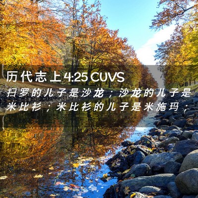Picture 02 - 历 代 志 上 4:25 CUVS - 扫 罗 的 儿 子 是 沙 龙 ； 沙 龙 的 - Bible Verse Picture