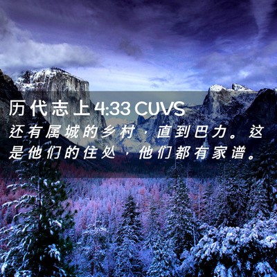 Picture 02 - 历 代 志 上 4:33 CUVS - 还 有 属 城 的 乡 村 ， 直 到 巴 力 - Bible Verse Picture