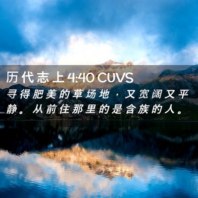 Picture 02 - 历 代 志 上 4:40 CUVS - 寻 得 肥 美 的 草 场 地 ， 又 宽 阔 - Bible Verse Picture