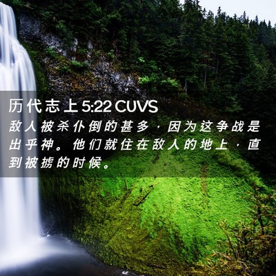 Picture 02 - 历 代 志 上 5:22 CUVS - 敌 人 被 杀 仆 倒 的 甚 多 ， 因 为 - Bible Verse Picture