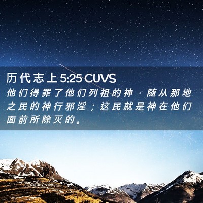 Picture 02 - 历 代 志 上 5:25 CUVS - 他 们 得 罪 了 他 们 列 祖 的 神 ， - Bible Verse Picture