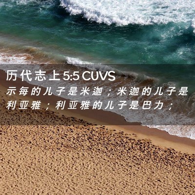 Picture 02 - 历 代 志 上 5:5 CUVS - 示 每 的 儿 子 是 米 迦 ； 米 迦 的 - Bible Verse Picture