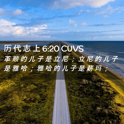 Picture 02 - 历 代 志 上 6:20 CUVS - 革 顺 的 儿 子 是 立 尼 ； 立 尼 的 - Bible Verse Picture