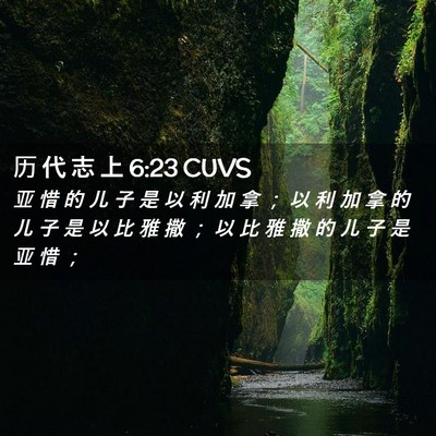 Picture 02 - 历 代 志 上 6:23 CUVS - 亚 惜 的 儿 子 是 以 利 加 拿 ； 以 - Bible Verse Picture