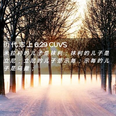 Picture 02 - 历 代 志 上 6:29 CUVS - 米 拉 利 的 儿 子 是 抹 利 ； 抹 利 - Bible Verse Picture