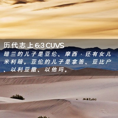Picture 02 - 历 代 志 上 6:3 CUVS - 暗 兰 的 儿 子 是 亚 伦 、 摩 西 ， - Bible Verse Picture