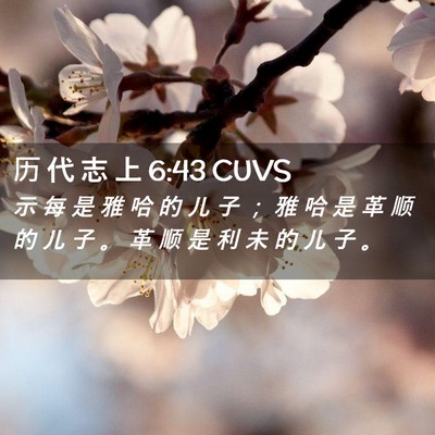 Picture 02 - 历 代 志 上 6:43 CUVS - 示 每 是 雅 哈 的 儿 子 ； 雅 哈 是 - Bible Verse Picture