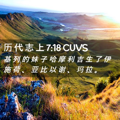 Picture 02 - 历 代 志 上 7:18 CUVS - 基 列 的 妹 子 哈 摩 利 吉 生 了 伊 - Bible Verse Picture